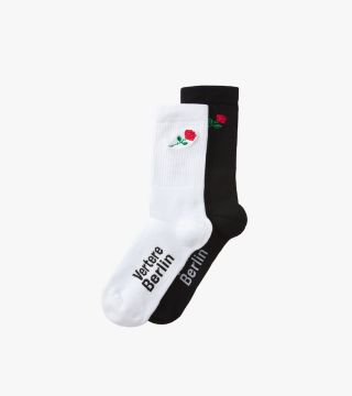 2-PACK TENNIS SOCKS SET - ROSE EMBROIDERY